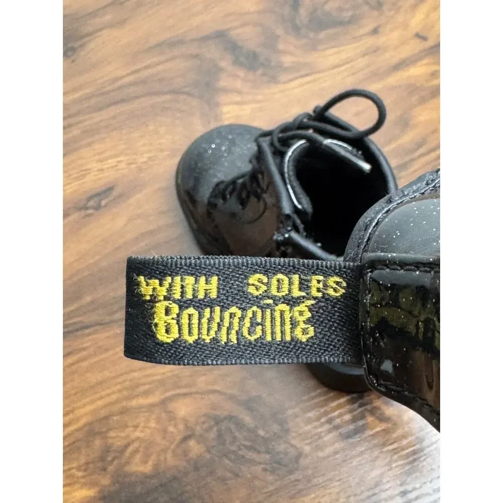 Dr Martens Girls 1460 J Cosmic Black Glitter‎ Size zip Boots Size 6